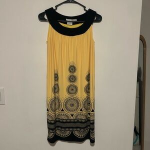 Maggy London Yellow and Black Midi Dress